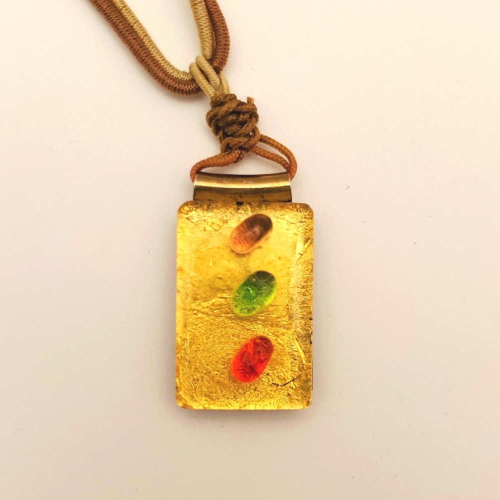 Metallic dichroic glass necklace with cord